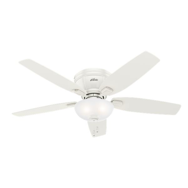 Hunter 52 Kenbridge Low Profile Ceiling Fan With Led Light Fresh White 53378