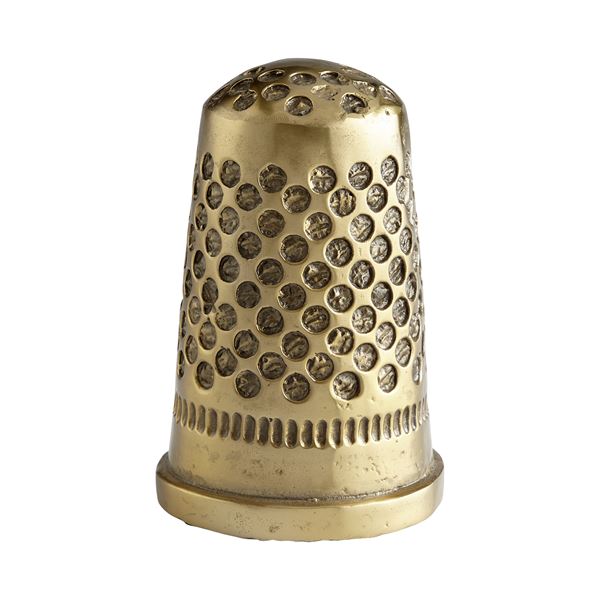 Cyan Sewing Thimble Token - Aged Brass - 11234